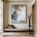 Hand-Painted Blue Abstract Canvas Art - Large Minimalist Wall Art for Modern Home | ArtExplore