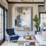 Minimalist Blue Abstract Oil Painting on Canvas - Large Vertical Wall Art | ArtExplore