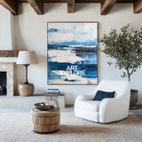 Minimalist Blue Knife Palette Artwork – Large Space Home Decor Painting | ArtExplore