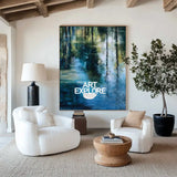 Vertical Green Landscape Reflection Painting – Handmade Oil on Canvas Wall Art | ArtExplore