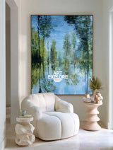 Large Vertical Blue Green Texture Painting – Modern Minimalist Wall Art by ArtExplore