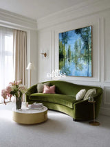 Modern Textured Oil Painting – Blue Green Landscape Artwork for Living Room | ArtExplore