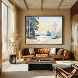 Modern White Wall Art Landscape Textured Wall Art Colorful Minimalist Abstract Livingroom Wall Art