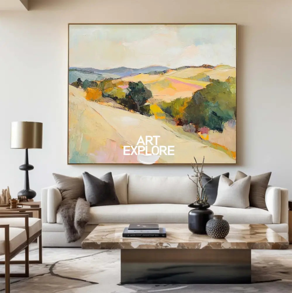 Large Earthy Wall Art Landscape Textured White Minimalist Abstract Bespoke Handmade Canvas Art