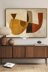 Wabi-sabi Brown Abstract Painting Minimalist Textured Art Large Horizontal Canvas Paintings For Sale