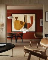 Wabi-sabi Brown Abstract Painting Minimalist Textured Art Large Horizontal Canvas Paintings For Sale