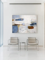 Minimalist Blue Wabi-Sabi Canvas – Horizontal Art for Hallway & Dining Room | ArtExplore