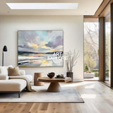 Serene Blue Scenery Oil Painting – Abstract Landscape Art for Relaxing Ambiance by ArtExplore