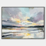 Calming Blue Abstract Landscape – Oversized Canvas Art for Large Space Interiors by ArtExplore