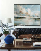Serene Blue Lake Wall Art for Living Room or Lounge, Modern Texture – ArtExplore