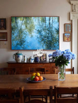 Abstract Blue Tree Reflection Artwork – Modern Minimal Canvas for Hallway or Office | ArtExplore