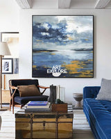 Large Blue Ocean Painting Blue Sea Wave Textured Artworks Large Blue Sea Wave Canvas Art For Sale