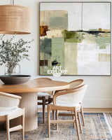Wabi-sabi Green Painting Sage Textured Artworks Large Green Abstract Canvas Art Green Square Art