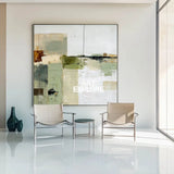 Wabi-sabi Green Painting Sage Textured Artworks Large Green Abstract Canvas Art Green Square Art