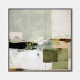 Wabi-sabi Green Painting Sage Textured Artwork Large Handcrafted Abstract Canvas Art For Livingroom