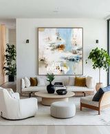 Modern Blue Scenery Wall Art – Large Hand-Painted Canvas for Contemporary Home Design