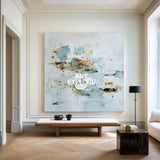 Large Canvas Wall Art – Contemporary Blue Minimalist Abstract Painting for Hallway, Bedroom & Dining Areas