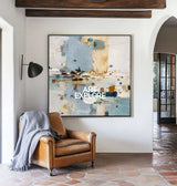 Modern Blue Landscape Artwork – Large Handmade Painting with Texture for Home & Office Walls