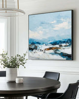 Modern Coastal Sky Textured Painting – Minimalist Abstract Wall Art for Home Decor