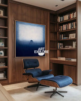 Wabi-Sabi Style Blue Abstract Canvas – Large Minimalist Wall Art for Office Decor | ArtExplore