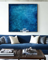 Large Vertical Blue Wabi-Sabi Painting for Modern Interiors | Canvas Art by ArtExplore