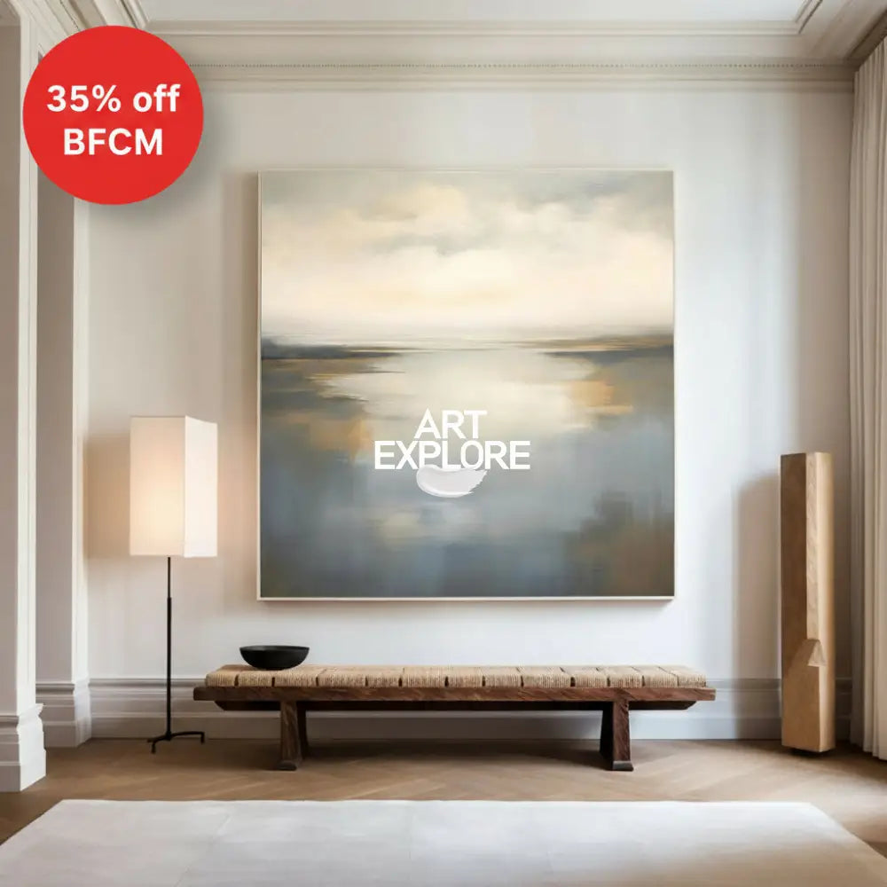 Large Lake Wall Art Texture Landscape Wall Art Luxury Modern Minimalist Landscape Painting For Sale