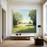 Green Backyard Oil Painting Large Green Fields Wall Art Large Landscape Canvas Art For Livingroom