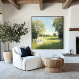 Green Backyard Oil Painting Large Green Fields Wall Art Large Landscape Canvas Art For Livingroom
