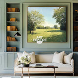 Green Backyard Oil Painting Large Green Fields Wall Art Large Landscape Canvas Art For Livingroom
