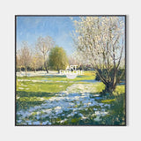 Modern Green Backyard Painting Green Sunny Garden Wall Art Large Green Landscape Canvas Art For Sale
