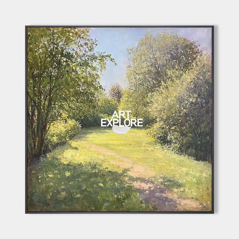 Modern Green Landscape Painting Large Green Woods View Wall Art Green Landscape Canvas Art For Sale