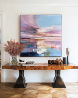 Large Blue Lake Wall Art Texture Wonderland Wall Art Modern Minimalist Landscape Painting For Sale