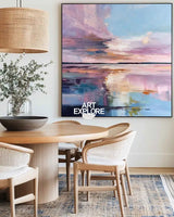 Large Blue Lake Wall Art Texture Wonderland Wall Art Modern Minimalist Landscape Painting For Sale