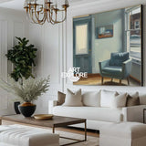 Modern American Art Paintings Room in New York Large Framed Painting Social Realism Oil Painting