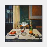 Modern Romantic Candlelight Dinner Canvas Wall Art Social Realism Mid Century Decorations