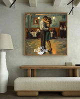 Lovers Embrace Painting Modern Wedding Wall Art, Lovers Art Romantic Lovers Wall Art For Livingroom