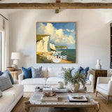 Modern Famous Seaside Art Canvas Painting White Cliff Landscape Painting American Art For Sale
