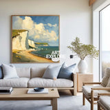 Modern Famous Seaside Art Canvas Painting White Cliff Landscape Painting American Art For Sale