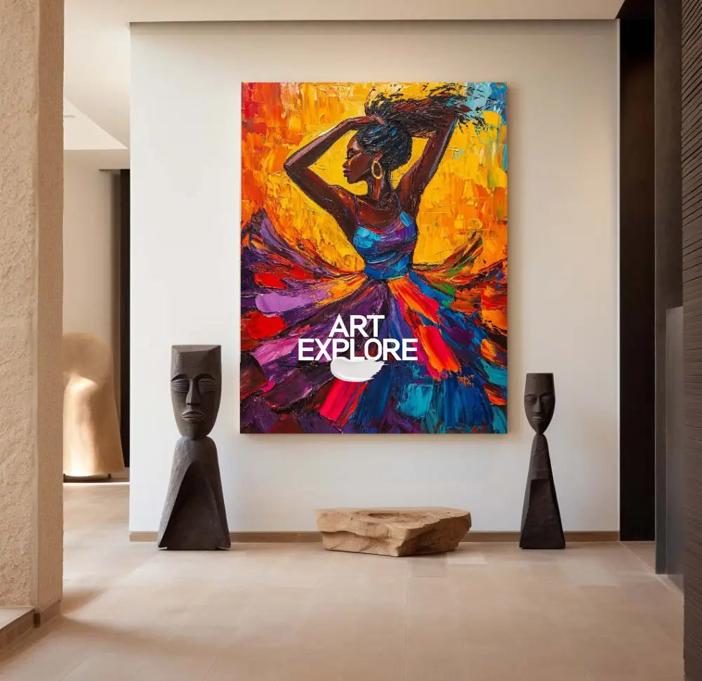 Large Dancing Woman Wall Art, Colorful Feminist Glory Painting Rich Texture Wall Art For Sale