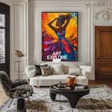 Large Dancing Woman Wall Art, Colorful Feminist Glory Painting Rich Texture Wall Art For Sale