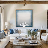 Large Blue Minimalist Oil Painting for Living Room | Modern Wabi-Sabi Art - ArtExplore