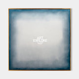 Large Blue Minimalist Oil Painting for Living Room | Modern Wabi-Sabi Art - ArtExplore