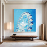 Modern Blue Ferris Wheel Art Painting Blue Sky & Ferris Wheel Wall Art Modern Wall Art For Sale