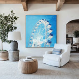 Modern Blue Ferris Wheel Art Painting Blue Sky & Ferris Wheel Wall Art Modern Wall Art For Sale