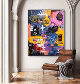 Large Colorful Graffiti Paintings Basquiat Handcrafted Artworks Modern Graffiti Art for Sale