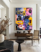 Large Colorful Graffiti Paintings Basquiat Handcrafted Artworks Modern Graffiti Art for Lounge