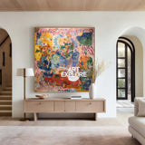 Modern Pink Graffiti Abstract Art for Large Space Decor – Handmade Oil Painting – ArtExplore