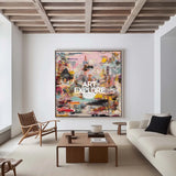 Modern Pink Graffiti Abstract Canvas – Handmade Large Wall Art by ArtExplore