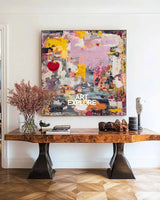 Modern Pink Graffiti Wall Art – Large Handmade Oil Painting for Lounge & Dining Room | ArtExplore