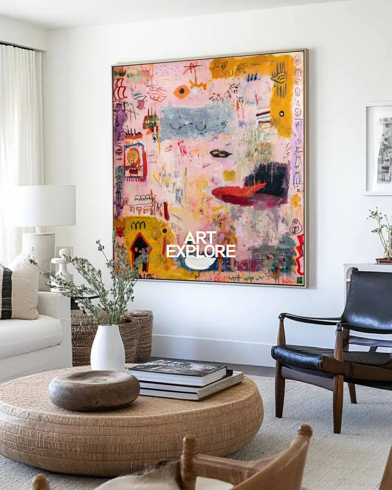 Colorful Graffiti-Inspired Large Canvas – Handmade Modern Wall Art for Home | ArtExplore